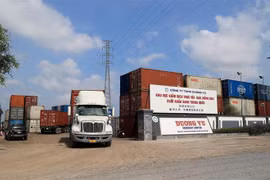 Cảng logistics Công ty TNHH Dương Vũ, huyện Thủ Thừa, tỉnh Long An. (Ảnh: Hồng Đạt/TTXVN)