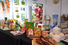 Gian hàng của Thương vụ Việt Nam tại Australia trong Hội chợ thực phẩm Fine Food Australia 2023. (Ảnh: Lê Đạt/TTXVN)