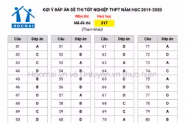 Gợi ý đáp án môn Hóa học. (Nguồn: HOCMAI)