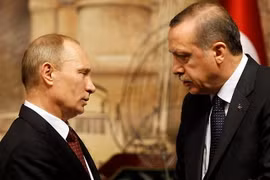 Tổng thống nước này Tayyip Erdogan và Tổng thống Nga Vladimir Putin. (Nguồn: AP)