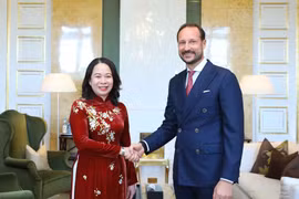 Phó Chủ tịch nước Võ Thị Ánh Xuân hội kiến Thái tử Na Uy Haakon. (Ảnh: An Đăng/TTXVN)