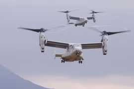 Máy bay MV-22 Osprey của Mỹ tham gia cuộc tập trận chung với Lực lượng Phòng vệ Mặt đất của Nhật Bản tại tỉnh Oita, Tây Nam Nhật Bản ngày 18/2/2023. (Ảnh: Kyodo/TTXVN)