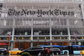 Trụ sở của tờ báo The New York Times tại thành phố New York, Mỹ. (Ảnh: Getty Images)