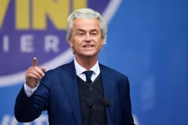 Lãnh đạo đảng Tự do (PVV) tại Hà Lan, ông Geert Wilders, phát biểu trong một sự kiện ở Milan, Italy ngày 18/5/2019. (Ảnh: AFP/TTXVN)