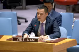Đại sứ Đặng Hoàng Giang, Trưởng Phái đoàn Thường trực Việt Nam tại Liên hợp quốc, phát biểu. (Ảnh: Thanh Tuấn/TTXVN)