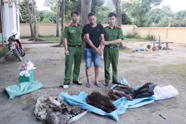 Đối tượng Vi Văn Vương và tang vật. (Ảnh: TTXVN phát)