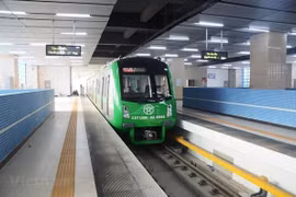 Đoàn tàu của dự án đường sắt đô thị Cát Linh-Hà Đông. (Ảnh: Việt Hùng/Vietnam+)
