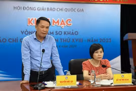 Phó Chủ tịch Thường trực Hội Nhà báo Việt Nam, Phó Chủ tịch Thường trực Hội đồng Giải Báo chí quốc gia, Chủ tịch Hội đồng sơ khảo, ông Nguyễn Đức Lợi phát biểu tại khai mạc Vòng Sơ khảo Giải Báo chí Quốc gia lần thứ XVIII. (Ảnh: Mai Mai/Vietnam+)