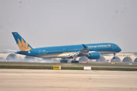 Máy bay của hãng hàng không Vietnam Airlines. (Ảnh: CTV/Vietnam+)