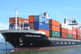 Việt Nam chưa phát triển được đội tàu container chuyên nghiệp để có thể cạnh tranh trực tiếp với các hãng tàu nước ngoài. (Ảnh: VIMC cung cấp)
