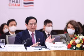 Thủ tướng Phạm Minh Chính phát biểu tại Phiên cấp cao Diễn đàn doanh nghiệp Việt Nam thường niên (VBF). (Ảnh: Dương Giang/TTXVN)