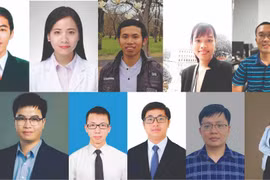 10 nhà khoa học (từ trái qua phải): Tiến sỹ Huỳnh Trọng Phước, Tiến sỹ Trịnh Hoàng Kim Tú, Tiến sỹ Nguyễn Trọng Nghĩa, Thạc sỹ Nguyễn Hồ Thùy Linh, Tiến sỹ Lê Đình Anh, Tiến sỹ Phạm Huy Hiệu, Tiến sỹ Ngô Ngọc Hải, Tiên sỹ Ngô Quốc Duy, Tiên sỹ Trịnh Văn C