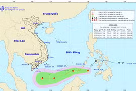 Hướng đi của áp thấp nhiệt đới. (Nguồn: nchmf.gov.vn)