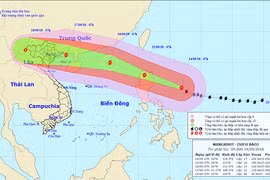 Vị trí và đường đi của siêu bão Mangkhut. (Nguồn: nchmf.gov.vn)