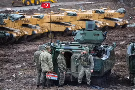 Binh sỹ Thổ Nhĩ Kỳ triển khai tại Hatay, khu vực biên giới với Syria. (Nguồn: THX/TTXVN)