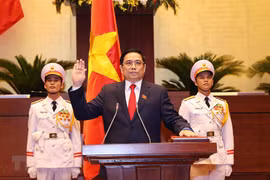 Thủ tướng Phạm Minh Chính tuyên thệ nhậm chức trước Quốc hội, đồng bào và cử tri cả nước. (Ảnh: Dương Giang/TTXVN) 