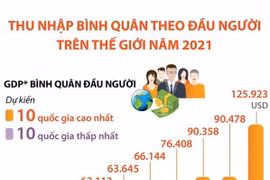 [Infographics] Thu nhập bình quân theo đầu người thế giới năm 2021