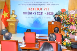 Chủ tịch Ủy ban Việt Nam Đoàn kết và Hợp tác Á-Phi-Mỹ La tinh Nguyễn Thế Kỷ phát biểu nhận nhiệm vụ. (Ảnh: Văn Điệp/TTXVN)