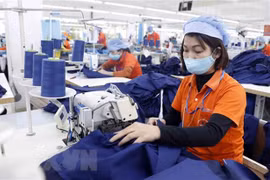 Dây chuyền may xuất khẩu. (Nguồn: TTXVN)