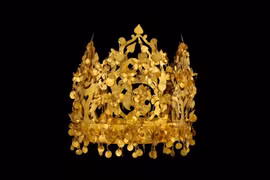 Vương miện vàng - một trong những cổ vật bằng vàng trong kho báu Bactrian Treasure của Afghanistan. (Nguồn: Getty)