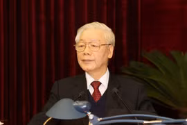 Tổng Bí thư, Chủ tịch nước Nguyễn Phú Trọng phát biểu bế mạc Hội nghị. (Ảnh: Trí Dũng/TTXVN)