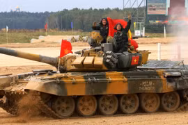 Đội tuyển xe tăng Việt Nam giành chiến thắng vang dội. (Ảnh: Trần Hiếu/TTXVN)