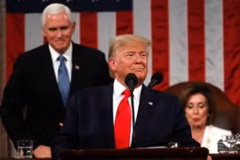 Tổng thống Donald Trump đọc thông điệp liên bang. (Ảnh: Reuters)
