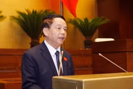 Chủ nhiệm Ủy ban Quốc phòng và An ninh của Quốc hội Võ Trọng Việt trình bày Báo cáo thẩm tra dự án Luật Công an nhân dân (sửa đổi). (Ảnh: Lâm Khánh/TTXVN)