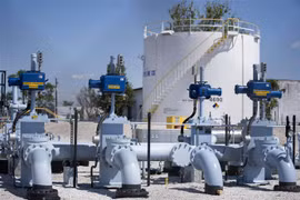 Một cơ sở của công ty Colonial Pipeline ở Baltimore, bang Maryland, Mỹ. (Ảnh: THX/TTXVN)
