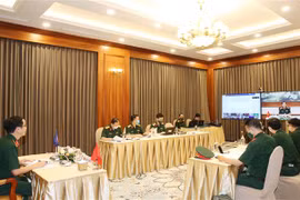 Nhóm làm việc ADSOM+ Việt Nam dự Hội nghị tại điểm cầu Hà Nội. (Ảnh: Hồng Pha/TTXVN phát)