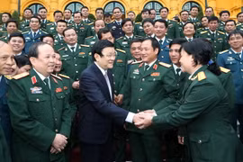 Chủ tịch nước Trương Tấn Sang với các đại biểu. (Ảnh: Nguyễn Khang/TTXVN) 