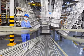 Một nhà máy sản xuất sợi carbon ở tỉnh Giang Tô, Trung Quốc. (Ảnh: AFP/TTXVN)