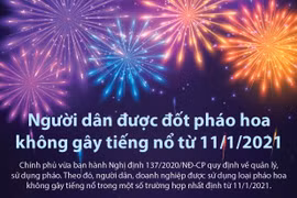 Người dân được đốt pháo hoa không gây tiếng nổ từ ngày 11/1/2021