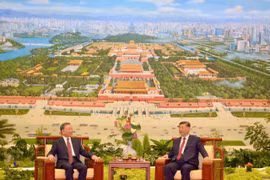 Tổng Bí thư, Chủ tịch nước Trung Quốc Tập Cận Bình mời Tổng Bí thư, Chủ tịch nước Tô Lâm dự Tiệc trà. (Ảnh: TTXVN)
