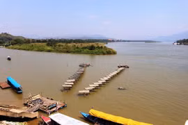 Sông Mekong tại khu vực Tam giác vàng Thái Lan, Lào, Myanmar. (Ảnh: Vietnam+)