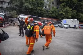 Lực lượng cứu hộ được triển khai tới mỏ khai thác than ở Trung Quốc sau vụ rò rỉ khí carbon monoxide CO ngày 27/9/2020. (Ảnh: THX/TTXVN)
