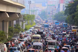 Ùn tắc giao thông ở Hà Nội. (Nguồn: TTXVN)