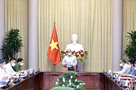 Chủ tịch nước Nguyễn Xuân Phúc phát biểu. (Ảnh: Thống Nhất/TTXVN)