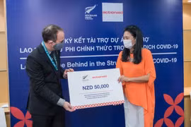 Ký kết tài trợ dự án hỗ trợ lao động nữ trong các khu vực phi chính thức tại Đà Nẵng và Huế. (Ảnh: PV/Vietnam+)