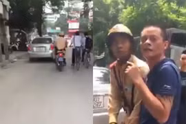 Ảnh cắt từ clip cảnh sát truy đuổi xe ôtô "điên" trên phố 