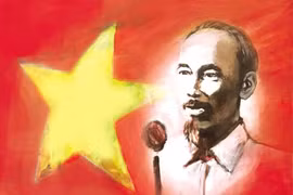 Minh họa bìa của tác phẩm “Từ Việt Bắc về Hà Nội” - tập 3 trong bộ tiểu thuyết 5 tập “Nước non vạn dặm.”