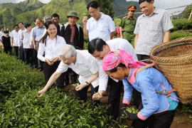 Sự giản dị, gần gũi của Tổng Bí thư khi đến thăm cuộc sống của người dân ở các thôn bản. (Ảnh:Trí Dũng/TTXVN)