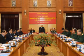Tổng Bí thư, Chủ tịch nước Nguyễn Phú Trọng, Bí thư Quân ủy Trung ương phát biểu khai mạc Hội nghị. (Ảnh: Trí Dũng/TTXVN)