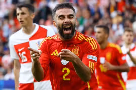 Morata ăn mừng sau khi ghi bàn mở tỷ số cho Tây Ban Nha. (Nguồn: Reuters)