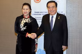 Chủ tịch Quốc hội Nguyễn Thị Kim Ngân hội kiến Chủ tịch Quốc hội Hàn Quốc Moon Hee-sang, bên lề Hội nghị Chủ tịch Quốc hội các nước Á-Âu lần thứ ba (MSEAP 3), tháng 10/2018 ở Antalya (Thổ Nhĩ Kỳ). (Ảnh: Trọng Đức/TTXVN)