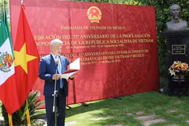 Đại sứ Việt Nam tại Mexico Nguyễn Hoài Dương phát biểu. (Ảnh: Việt Hùng/TTXVN)