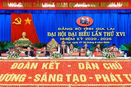 Đoàn Chủ tịch điều hành Đại hội. (Ảnh: Hoài Nam/TTXVN)
