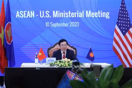 Phó Thủ tướng, Bộ trưởng Ngoại giao Phạm Bình Minh phát biểu tại Hội nghị Bộ trưởng Ngoại giao ASEAN-Hoa Kỳ. (Ảnh: Lâm Khánh/TTXVN)
