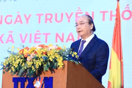 Thủ tướng Nguyễn Xuân Phúc phát biểu tại Lễ kỷ niệm 75 năm Ngày thành lập Thông tấn xã Việt Nam (15/9/1945-15/9/2020). (Ảnh: Thành Đạt/TTXVN)