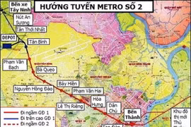 Lộ trình tuyến metro số 2. (Ảnh: Ban quản lý đường sắt đô thị Thành phố Hồ Chí Minh)